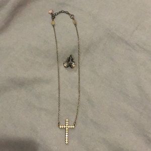 Sabika Cross Necklace and Earrings